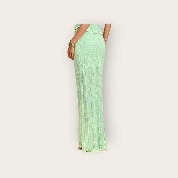 Commense Wave Pattern Knit Maxi Skirt – Mint Green High Stretch NWT Size S - Picture 3 of 4